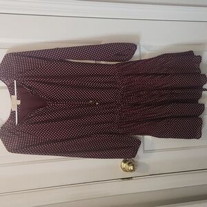 Michael Kors Burgundy Polka Dot Dress.  Size XS